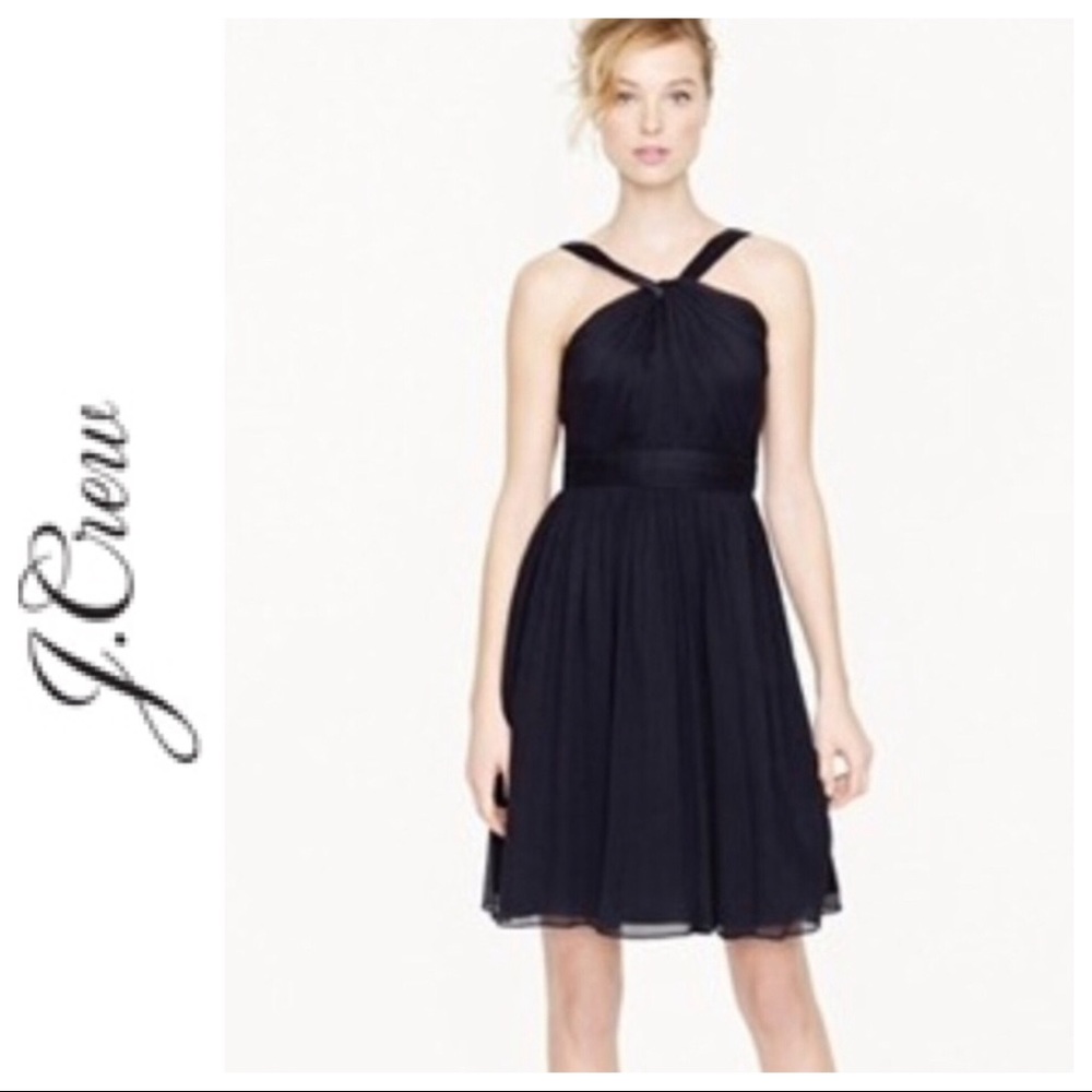 J. CREW BLACK SILK CHIFFON COCKTAIL DRESS SIZE 4